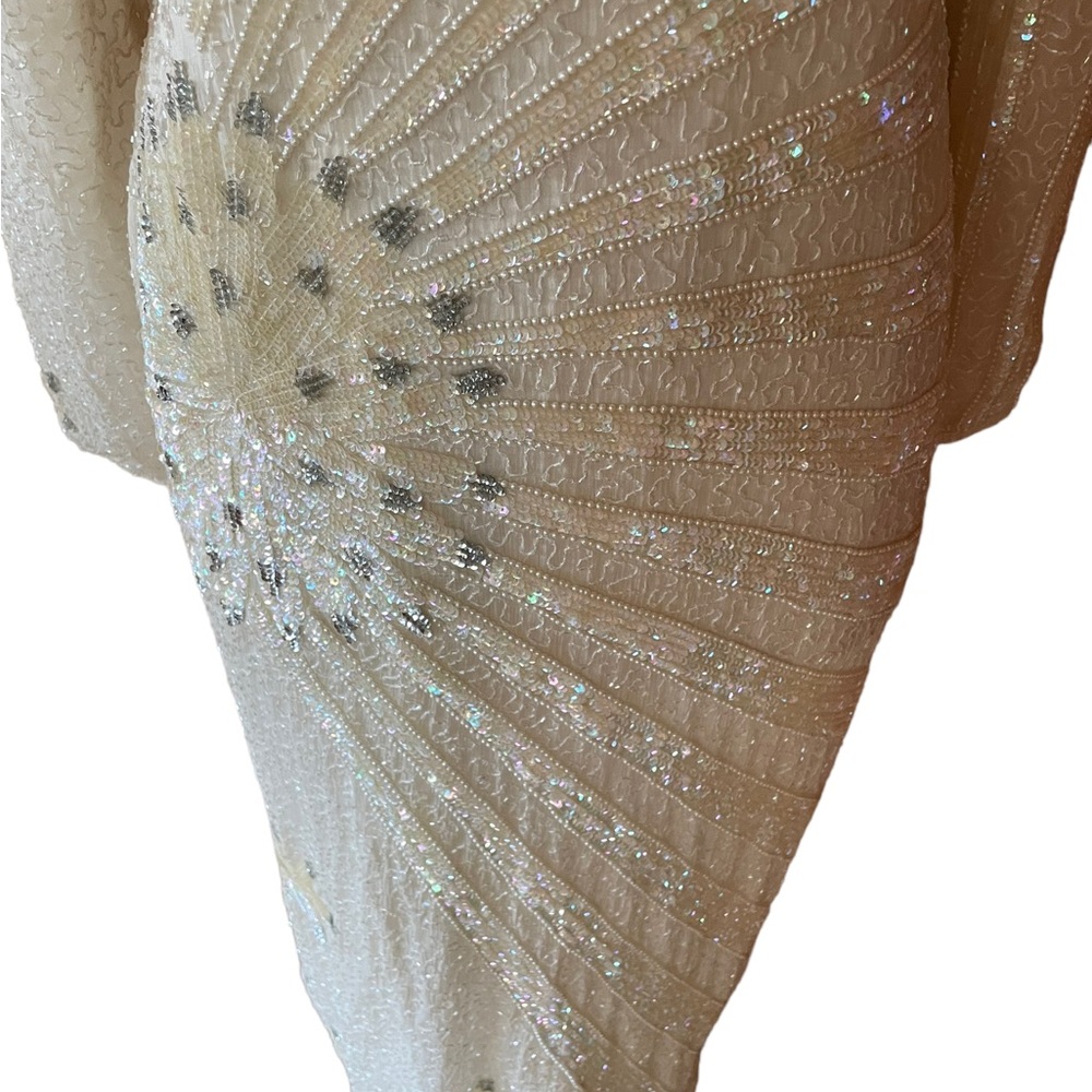 NWT Vintage‎ Jewel Queen 100% Silk, Handmade, Beaded & Sequin, V-Neck Gown - Picture 3 of 13